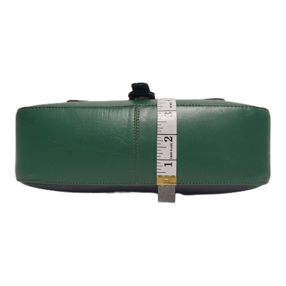AuGre France Crossbody Bag Green & Black Leather Top Handle 2 Section Satchel - Picture 12 of 14